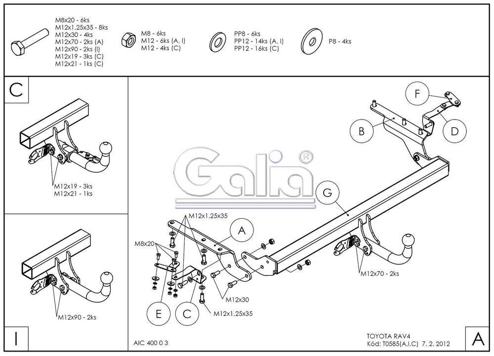 Фаркоп оцинкованный toyota rav4 2006-2013 съемное крепление (без электрики) galia. t058c от компании MetSnab - фото 1