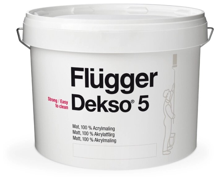 Flugger Dekso 5 / Флюгер Дексо 5 Акриловая краска для стен и потолков 9.1 л от компании MetSnab - фото 1