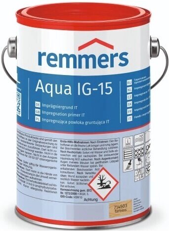 Грунт-Пропитка Remmers Aqua IG-15 20л Водная, Бесцветная для Защиты Древесины от Гнили, Синевы, Насекомых и Термитов от компании MetSnab - фото 1