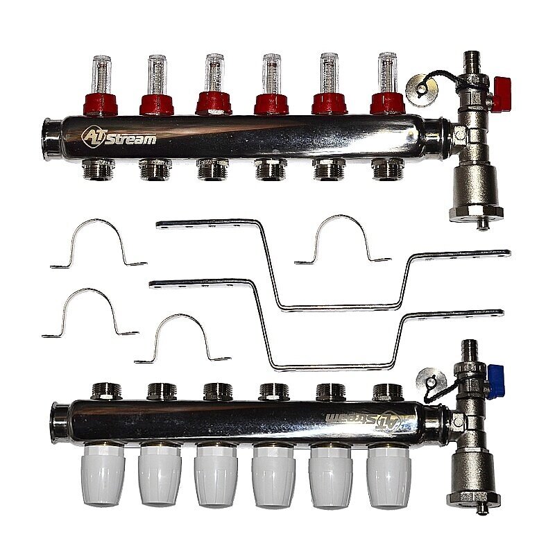 Группа коллекторная в сборе 1quot;x3/4quot; евроконус 6 вых. 8 бар нерж. сталь от компании MetSnab - фото 1