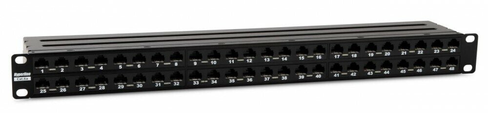 Hyperline PPHD-19-48-8P8C-C6A-110D Патч-панель высокой плотности 19quot;, 1U, 48 портов RJ-45, неэкранированная, от компании MetSnab - фото 1