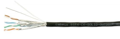 Кабель витая пара FTP 6а кат. 4 пары Cabeus STP-4P-Cat. 6a-SOLID-OUT-LSZH-UV (305м)0,57мм (23 AWG), одножильный от компании MetSnab - фото 1