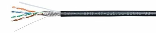 Кабель витая пара SFTP 5e кат. 4 пары Cabeus SFTP-4P-Cat. 5e-SOLID-OUT-LSZH-UV 24 AWG, одножильный, для внешней от компании MetSnab - фото 1