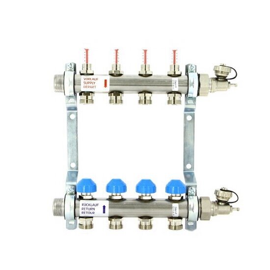 Коллектор для теплого пола с расходомерами UNI-FITT 1quot;-3/4quot; 5 выходов 455W от компании MetSnab - фото 1