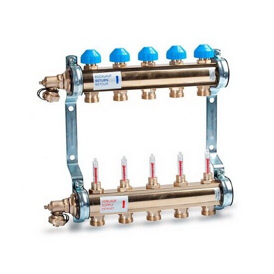 Коллектор для теплого пола с расходомерами WATTS 1quot;-3/4quot; 8 выходов HKV/T от компании MetSnab - фото 1