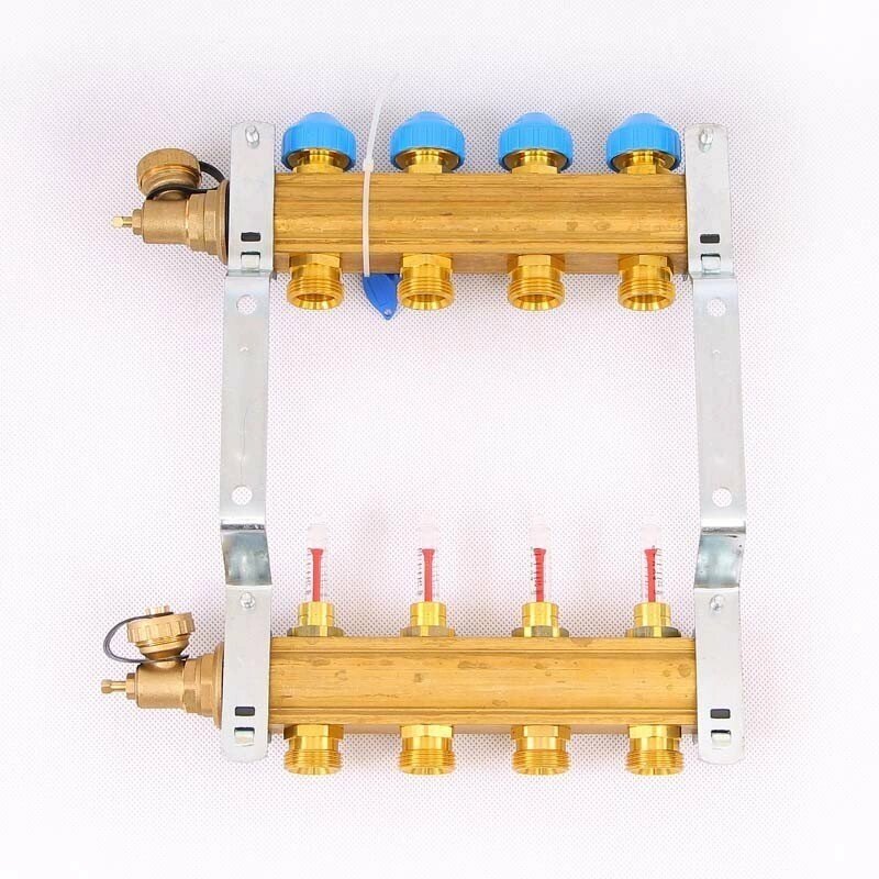 Коллектор для теплого пола WATTS HKV/T 1quot;x3/4quot; ЕК на 4 выхода с расходомером от компании MetSnab - фото 1