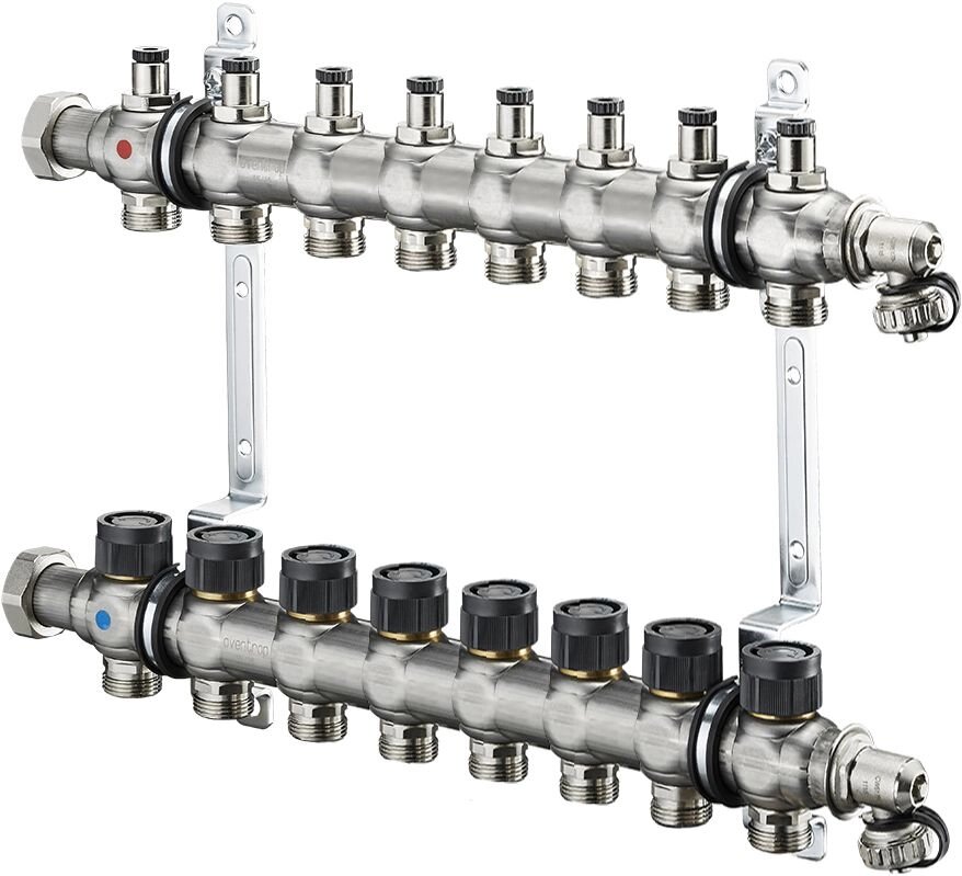 Коллектор Oventrop Multidis SF 1quot; 8хG 3/4 арт. 1404558 (восемь контуров) с вентильными вставками от компании MetSnab - фото 1