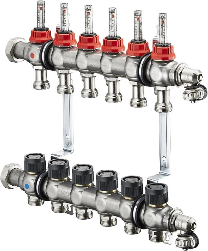 Коллектор Oventrop Multidis SF 1quot; арт. 1404356 (6 контуров) с расходомерами для теплого пола от компании MetSnab - фото 1