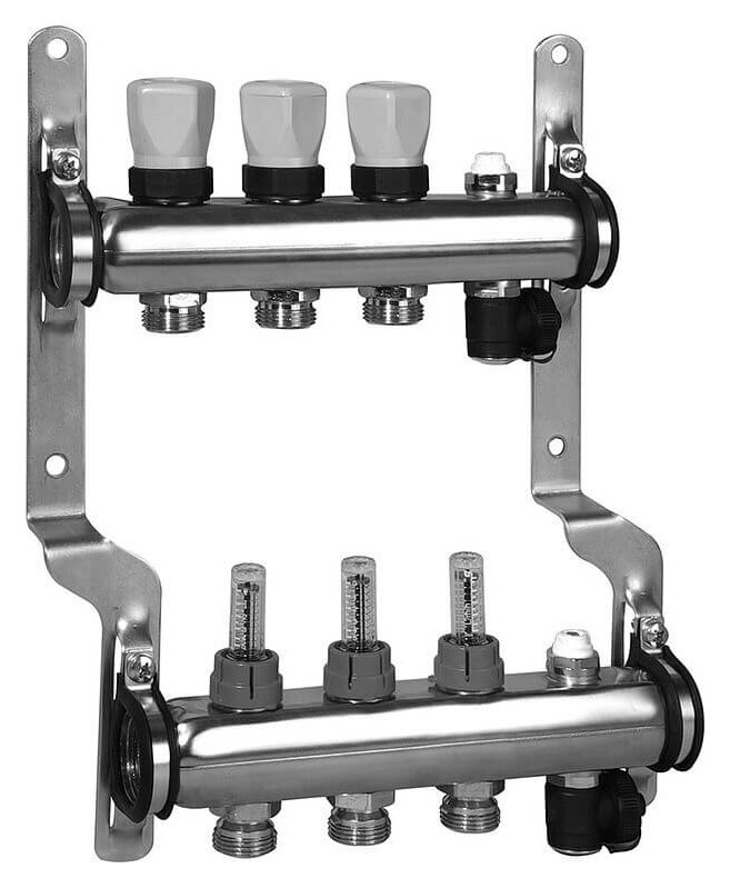 Коллектор распределительный Meibes 1 на 3 контура, с расходомерами RW 1794143quot; от компании MetSnab - фото 1