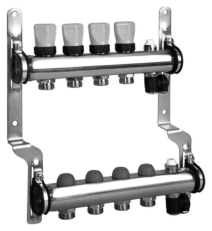 Коллектор распределительный Meibes 1 на 4 контура, с термовставками RW 1794124quot; от компании MetSnab - фото 1