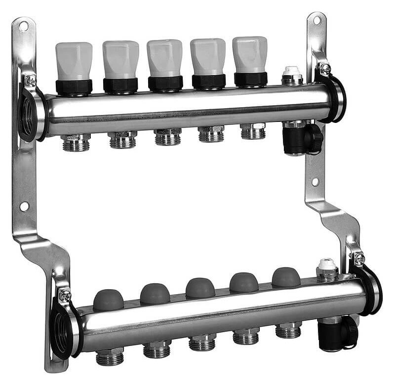 Коллектор распределительный Meibes 1 на 5 контуров, с термовставками RW 1794125quot; от компании MetSnab - фото 1