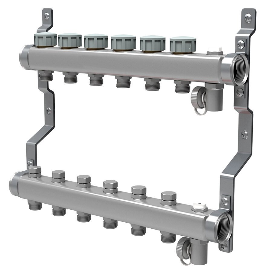 Коллектор распределительный Royal Thermo 1 на 6 контуров RTE 51.106quot; от компании MetSnab - фото 1