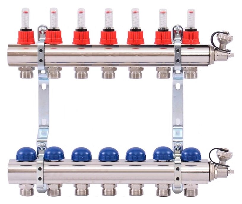 Коллектор распределительный Uni-Fitt 1 7 выходов, с расходомерами и термостатическими вентилями 440E4307quot; от компании MetSnab - фото 1