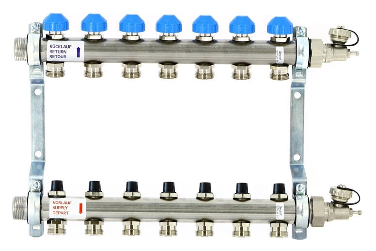 Коллектор распределительный Uni-Fitt Н 1 7 выходов с регулировочными и термостатическими вентилями 456W4307quot; от компании MetSnab - фото 1