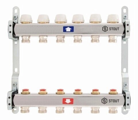 Коллектор Stout 1quot; x 3/4quot; на 10 контуров SMS-0922-000010 от компании MetSnab - фото 1