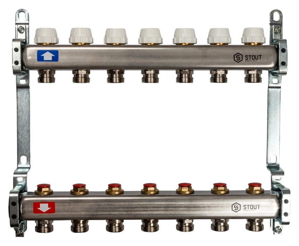 Коллектор STOUT из нержавеющей стали без расходомеров 7 выходов SMS 0922 000007 от компании MetSnab - фото 1