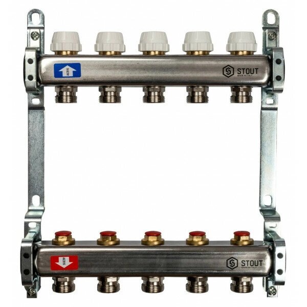 Коллектор Stout из нержавеющей стали без расходомеров на 11 контура от компании MetSnab - фото 1