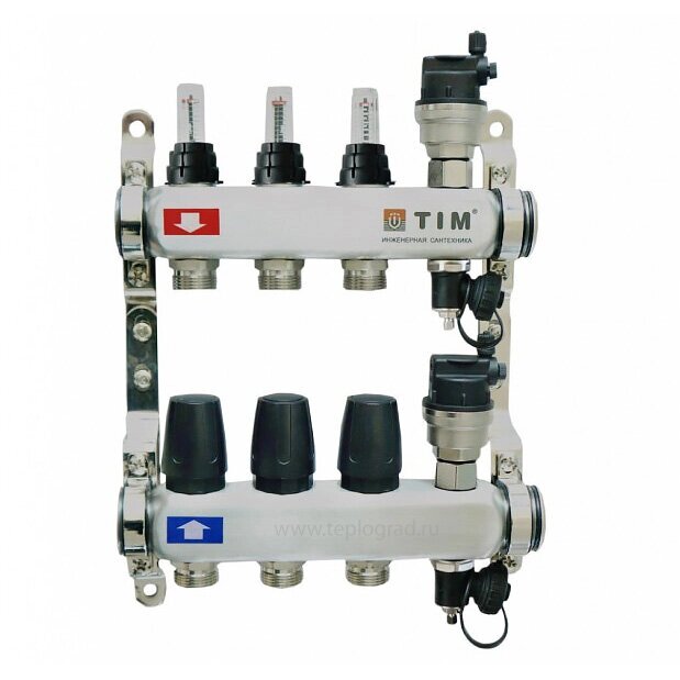 Коллектор TIM на 12 выходов из нержавеющей стали с расходомерами - KCS5012 от компании MetSnab - фото 1
