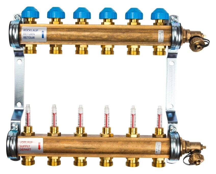 Коллектор Watts HKV/T-6 на 6 контуров, с расходомерами 10004200 от компании MetSnab - фото 1