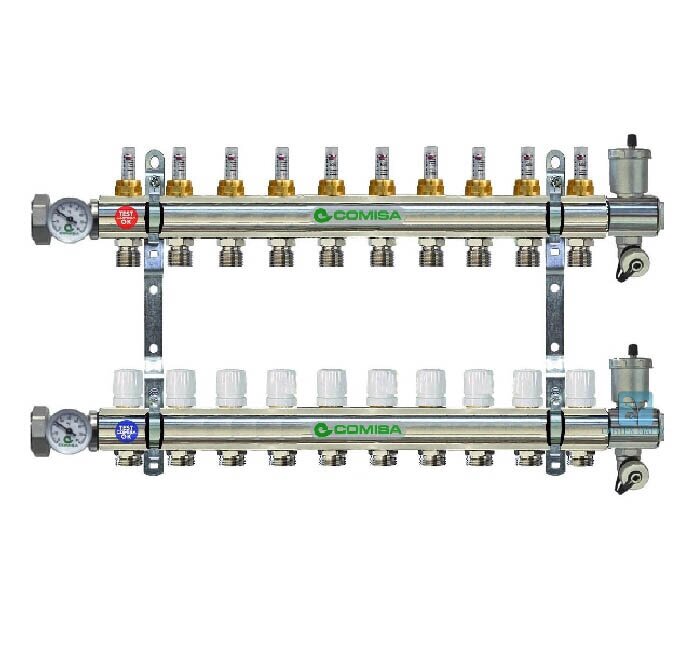 Коллекторная группа COMISA 1 с расходомерами, 10 отводов от компании MetSnab - фото 1