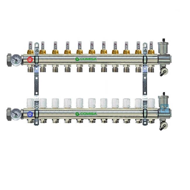 Коллекторная группа COMISA 1 с расходомерами, 11 отводов от компании MetSnab - фото 1