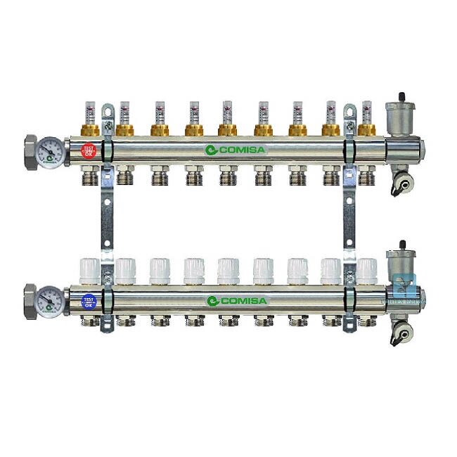 Коллекторная группа COMISA 1 с расходомерами, 9 отводов от компании MetSnab - фото 1