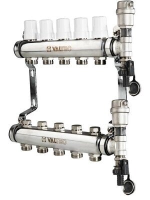 Коллекторная группа для радиаторов в сборе, 1х10 выходов Евроконус 3/4 Valtec от компании MetSnab - фото 1