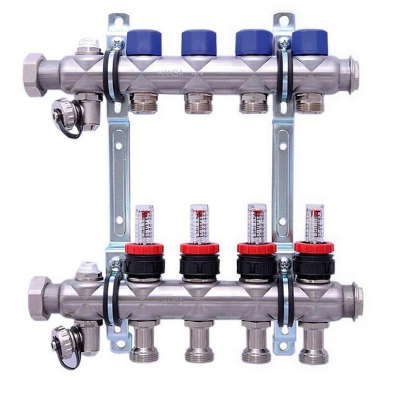 Коллекторная группа Hansa 1quot; 4 контура с расходомерами от компании MetSnab - фото 1