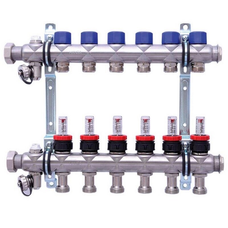 Коллекторная группа Hansa 1quot; 6 контуров с расходомерами от компании MetSnab - фото 1
