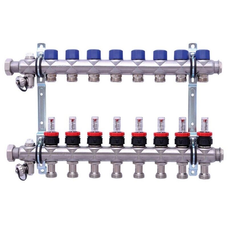 Коллекторная группа Hansa 1quot; 8 контуров с расходомерами от компании MetSnab - фото 1