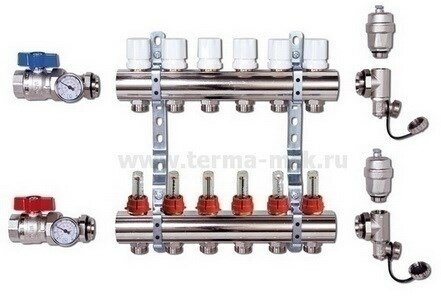 Коллекторная группа KA011 с расходомерами и кранами 11 выходов 1 х 3/4 х 11 TIM от компании MetSnab - фото 1