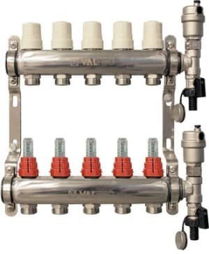 Коллекторная группа нерж. VALTEC VTc. 589 с расходомерами 1quot;х 8вых quot; Евроконусquot; 3/4quot; с терм. клапанами от компании MetSnab - фото 1