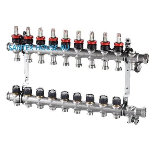 Коллекторная группа Oventrop 5 контуров с расходомерами нержавеющая сталь (1405355) от компании MetSnab - фото 1