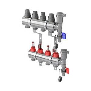 Коллекторная группа ROYAL Thermo в сборе с расходомерами 1quot; ВР-3/4quot; НР 12 выходов нержавеющая сталь (RTE 52.112) от компании MetSnab - фото 1