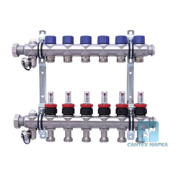 Коллекторная группа с расходомерами Hansa FBH 63 1quot; на 6 контуров от компании MetSnab - фото 1
