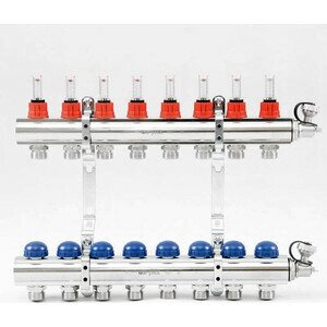 Коллекторная группа Uni-Fitt 1quot;х3/4quot; 8 выходов с расходомерами и термостатическими вентилями (440E4308) от компании MetSnab - фото 1