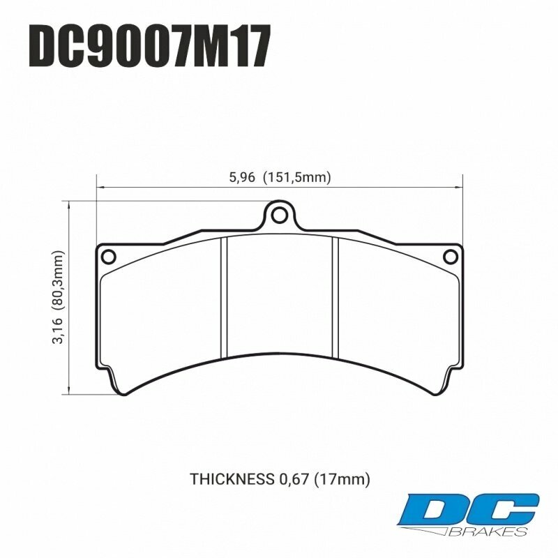 Колодки тормозные DC9007M17 DC brakes Race Track PROMA 6 порш, Stop Tech, JBT, Alcon, HPB, XYZ 18 mm от компании MetSnab - фото 1