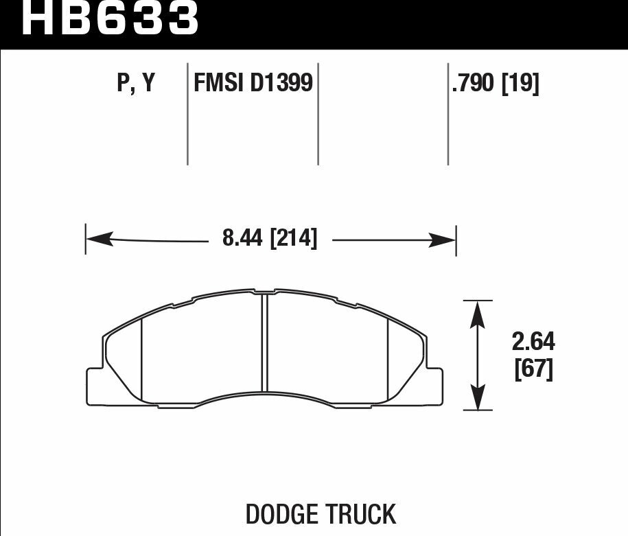 Колодки тормозные HB633P. 790 HAWK SuperDuty перед Dodge RAM 2500 от компании MetSnab - фото 1