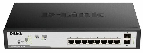 Коммутатор PoE D-link DGS-1100-10MP/C1A 8xUTP 100/1000 PoE, 2xSFP Gigabit, 130W, 19quot; от компании MetSnab - фото 1