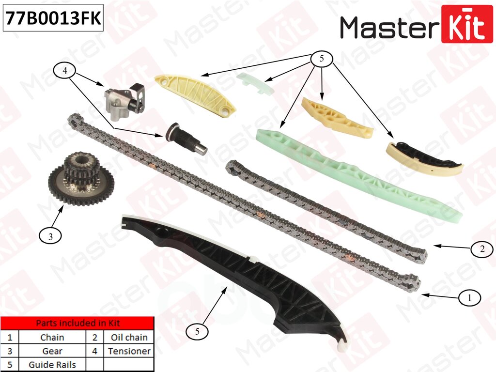 Комплект Цепи Грм MasterKit арт. 77B0013FK от компании MetSnab - фото 1