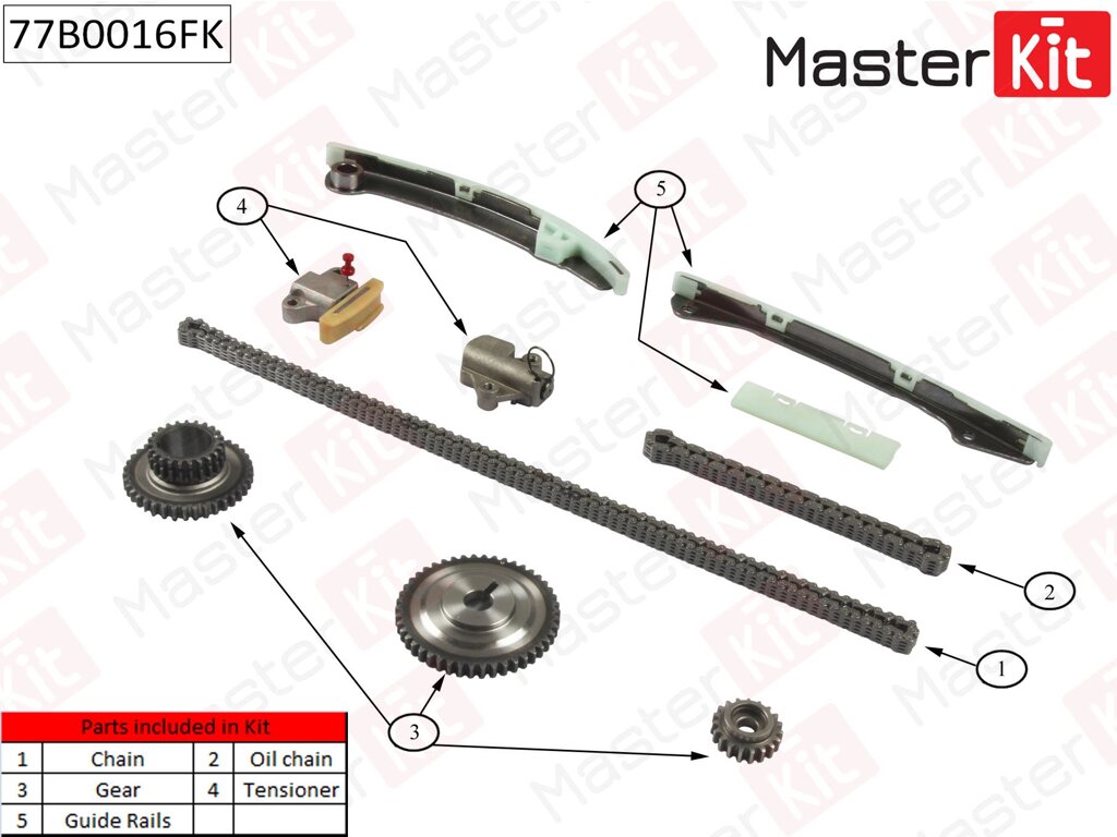 Комплект цепи грм nissan: qashqai 2.0 mr20de 07- 77B0016FK Masterkit 77B0016FK от компании MetSnab - фото 1