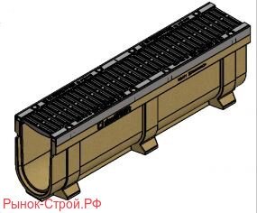 Комплект: Лоток CompoMax Drive ЛВ–15.21.31–П полимербетонный с решеткой щелевой чугунной ВЧ кл. D и E (Комплект: Лоток от компании MetSnab - фото 1