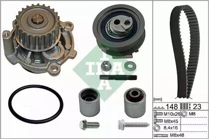 Комплект ремня грм с помпой audi a3/a4/a6, vw passat/golf, skoda octavia 2.0fsi/tfsi 04 Ina 530044532 от компании MetSnab - фото 1