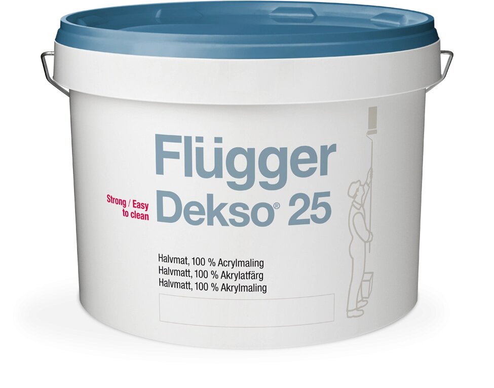 Краски для стен FLUGGER Dekso 25 краска акриловая эктро прочная, полуматовая, База 1 (9,1л) от компании MetSnab - фото 1