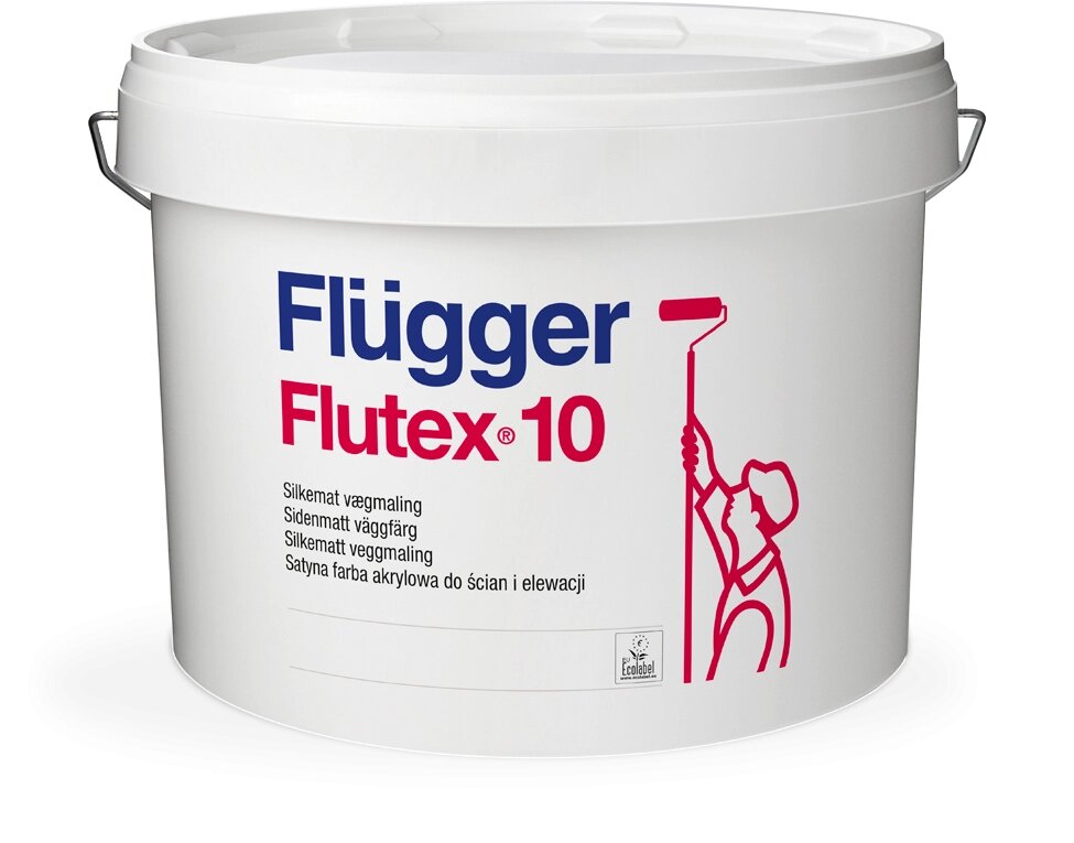 Краски для стен FLUGGER Flutex 10 краска акриловая для стен и потолков, матовая, База 1 (9,1л) от компании MetSnab - фото 1