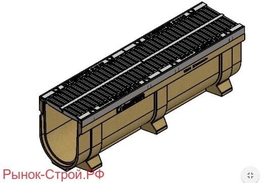 Лоток водоотводный CompoMax Drive ЛВ– 20.26.31–П полимербетонный с решеткой чугунной ВЧ (комплект) (Лоток CompoMax от компании MetSnab - фото 1
