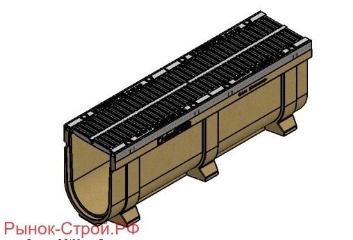 Лоток водоотводный CompoMax Drive ЛВ– 20.26.36–П полимербетонный с решеткой чугунной ВЧ (комплект) (Лоток CompoMax от компании MetSnab - фото 1