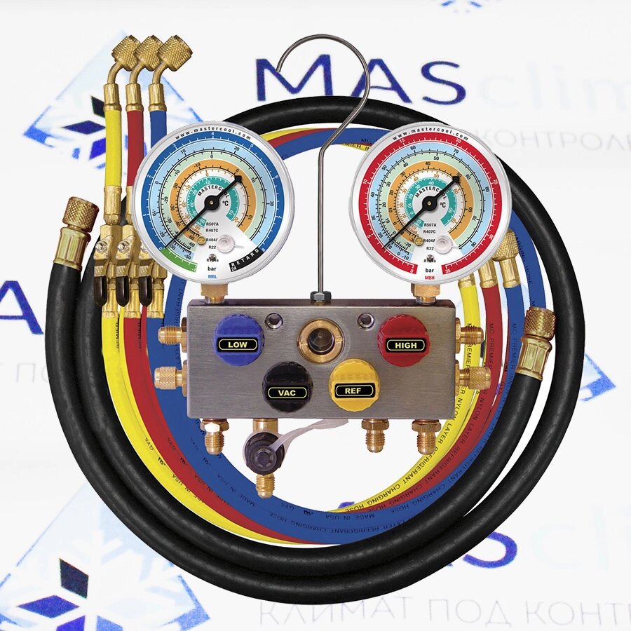 Манометрический коллектор 4х ходовой R22, R134a, R407C, R404A, R507 Mastercool (96261-MB) от компании MetSnab - фото 1