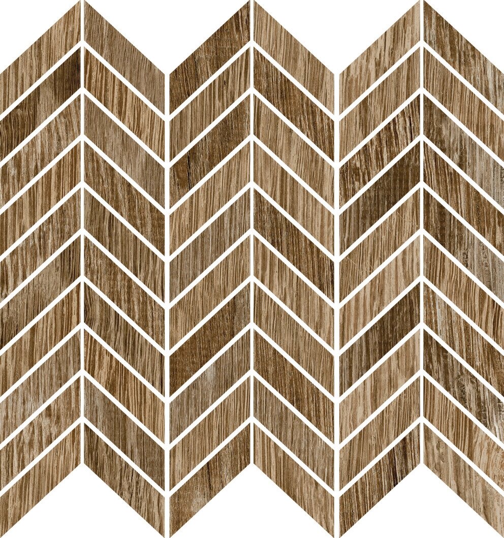 Мозаика облицовочная керамогранит Cisa Blendwood 0155367_BLENDWOOD MOS. CHEVRON BROWN ( м2) от компании MetSnab - фото 1