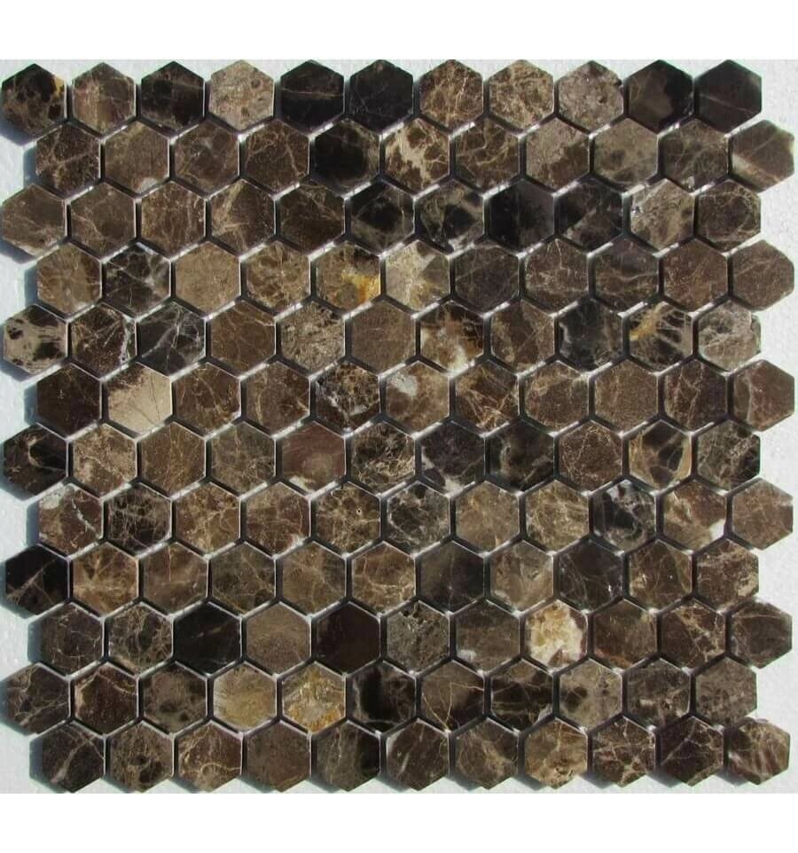 Мраморная мозаика Fk Marble Hexagon Emperador Dark 28х29,5 (м2) от компании MetSnab - фото 1